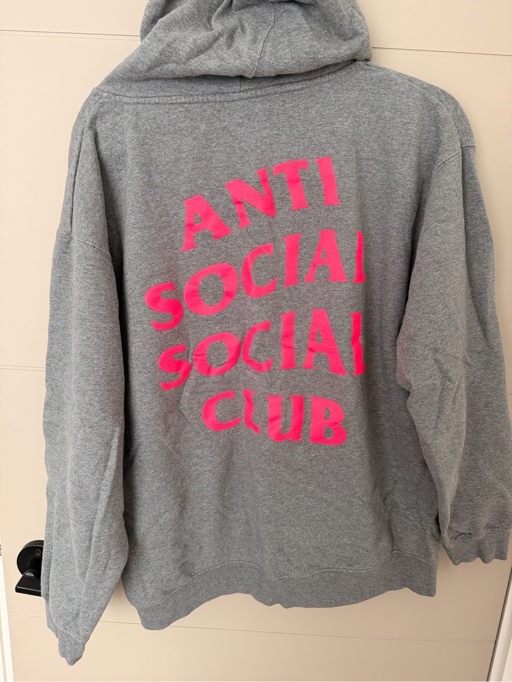 Anti Social Social Club Gray Sweatshirt with Hot Pink Logo